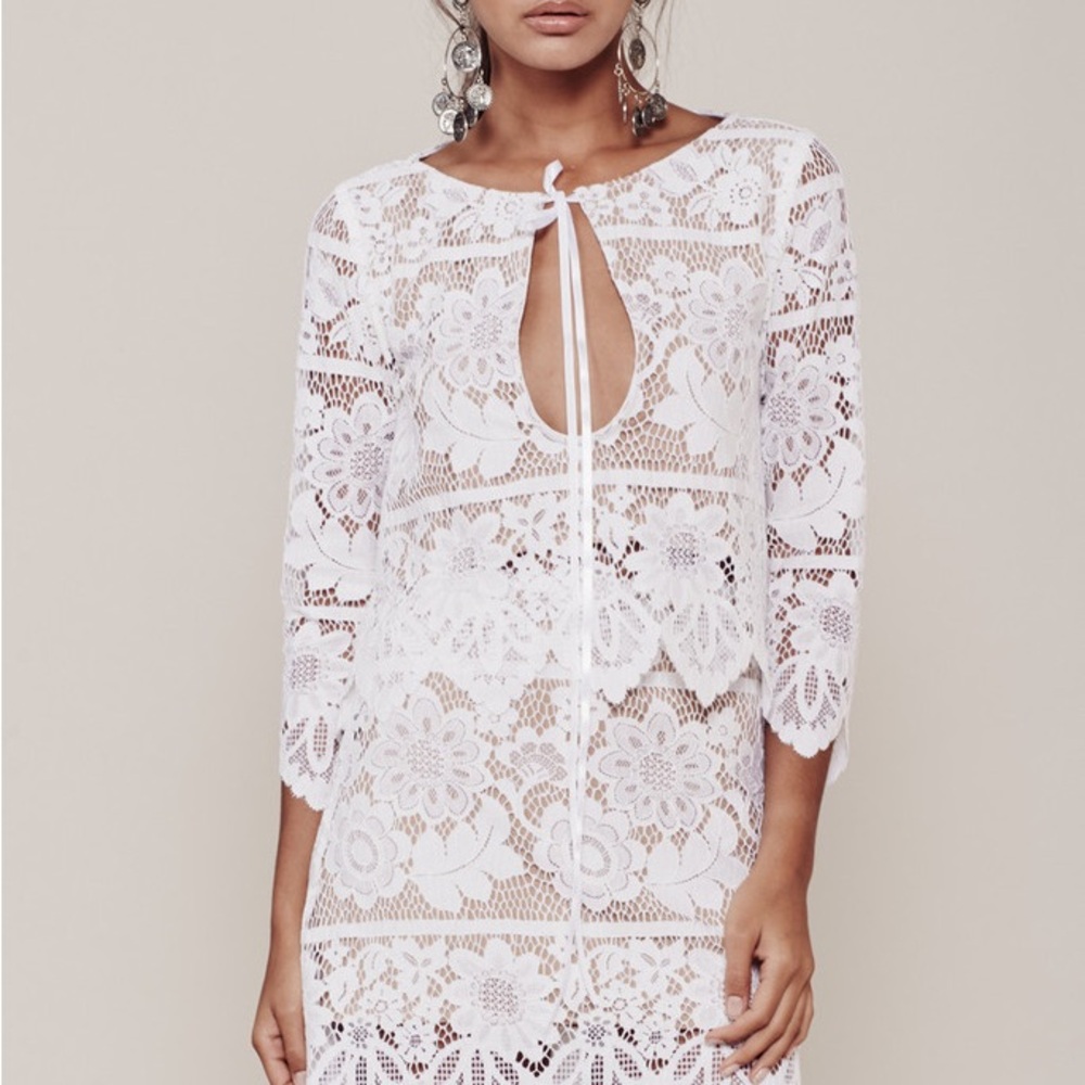 For love and lemons Gianna white lace skirt